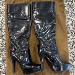 Black Knee-High Leather Boots